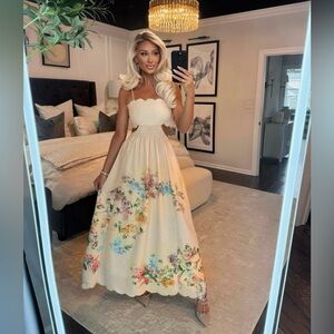 Fashion Nova Cream Embellished Bustier Sundress